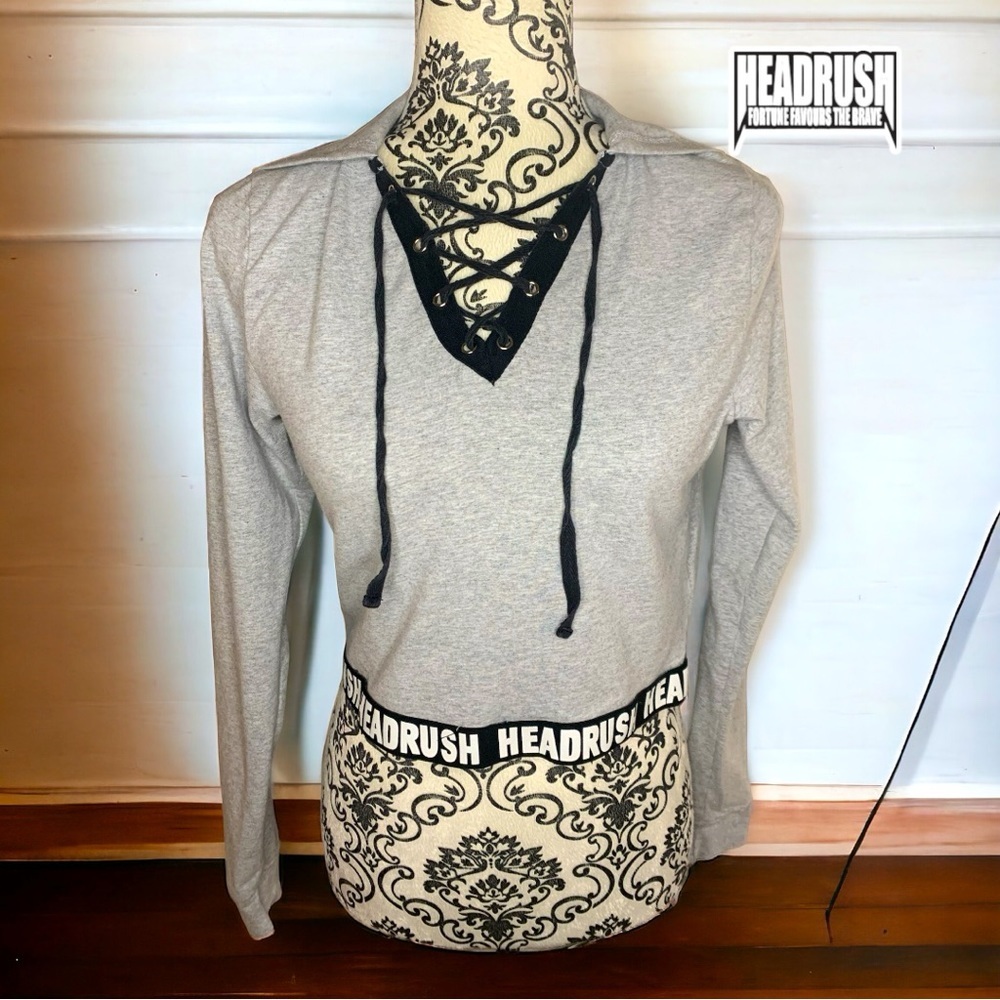 HEADRUSH Women’s Long Sleeve Crop with Front tie- XSmall